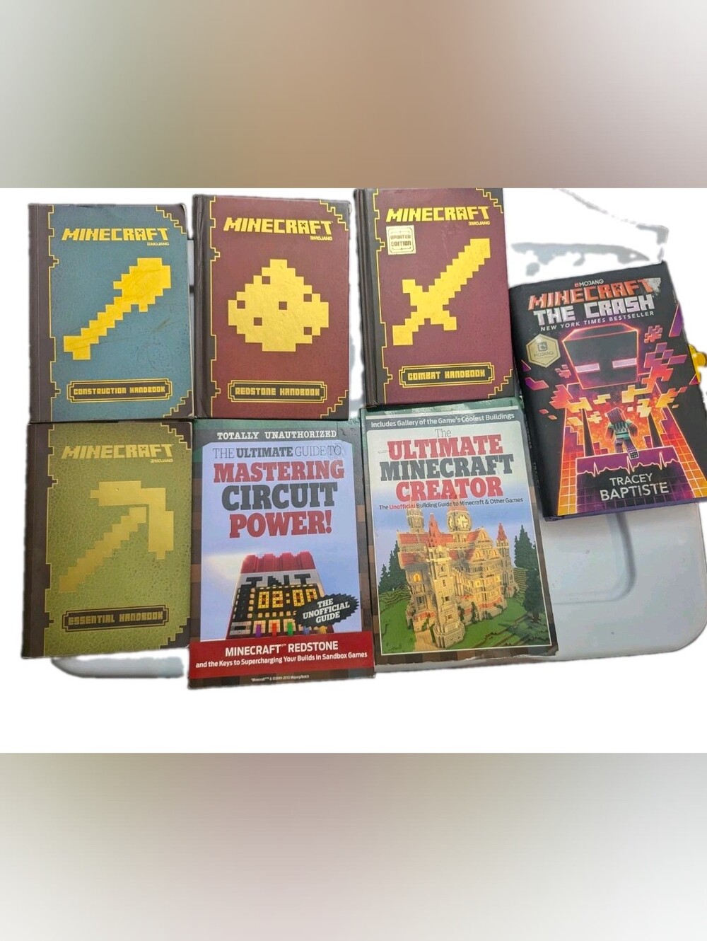 Lot of 7 Minecraft books Combat essentials construction Redstone circuit crash